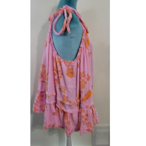 Free People Tunic Womens Small Fleur Printed Tunic Beach Fun Cottage Core NWOT - Picture 5 of 10